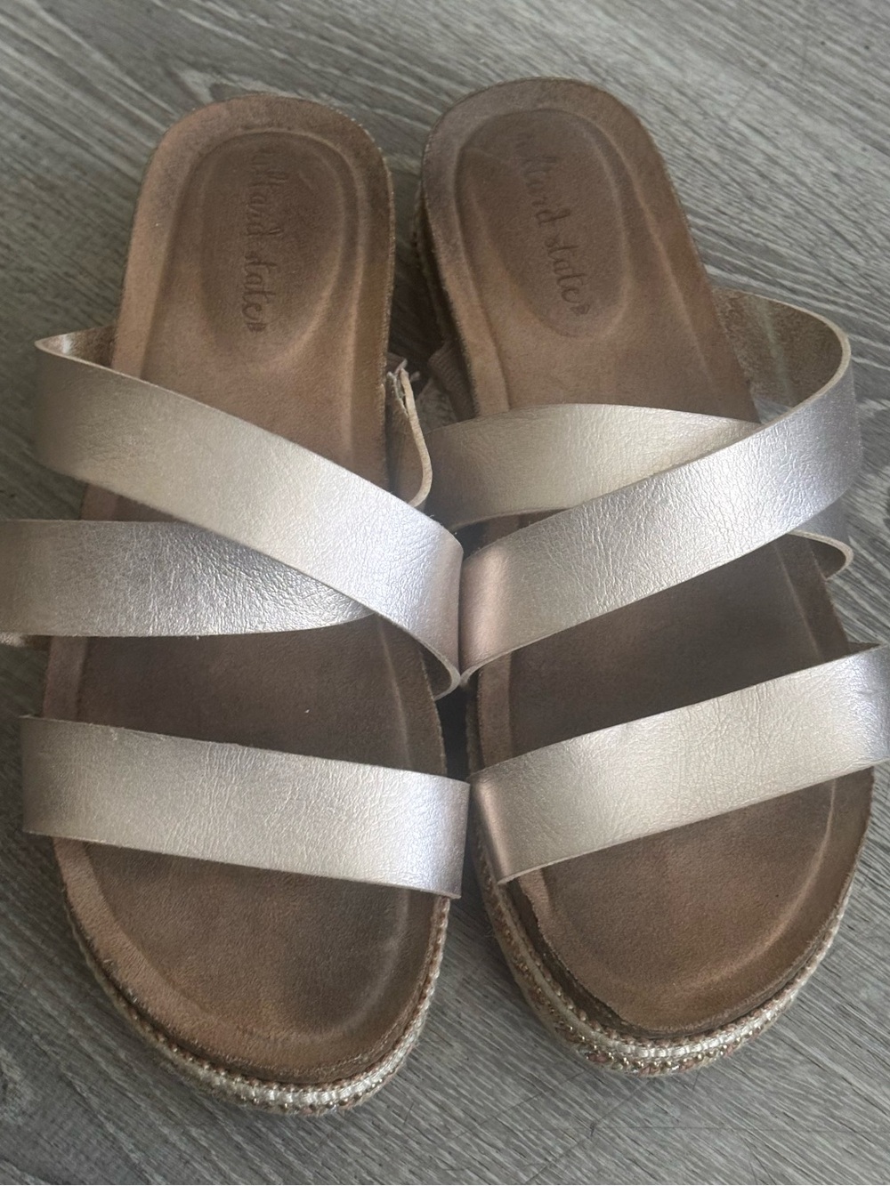 Altar’d State rose gold leather footbed sandals size 7.5